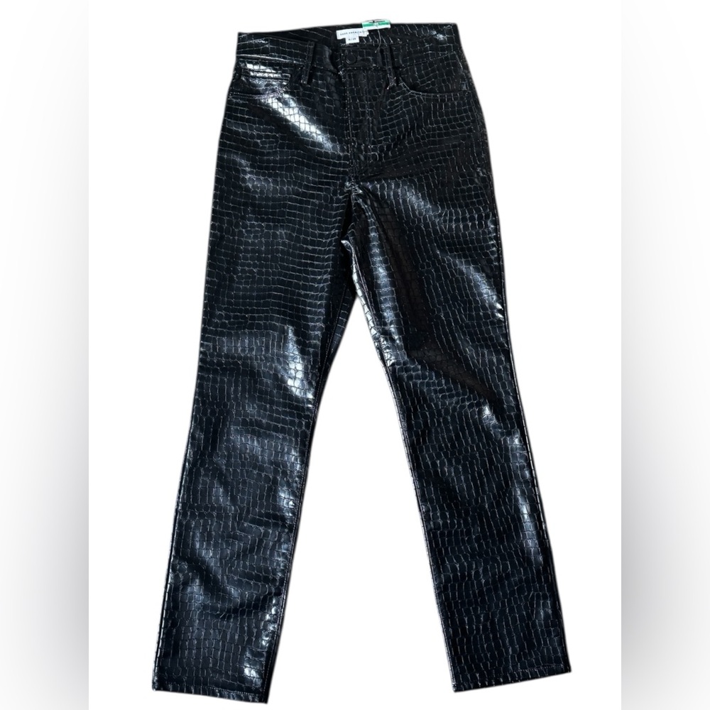 Good American Vegan Croc-Embossed Leather Pants - Picture 3 of 7